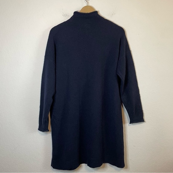 Madewell Resourced Cashmere Roll Neck Mini Sweater Dress Navy Blur Longline Sz M - Picture 4 of 8